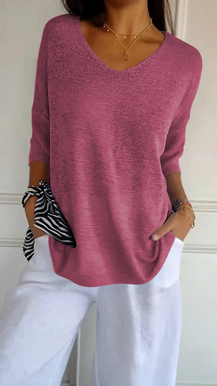 Chic Women's V-Neck Knitting Top - Stylish Going Out Top 3
