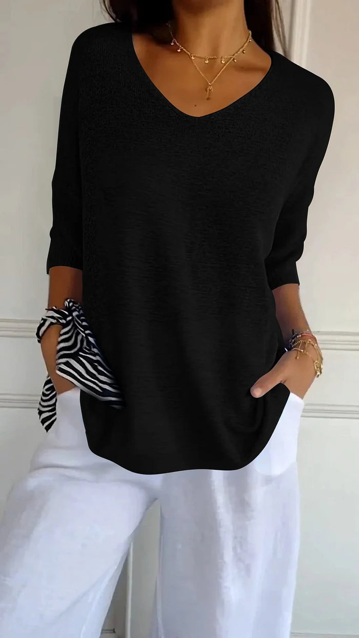 Chic Women's V-Neck Knitting Top - Stylish Going Out Top 5