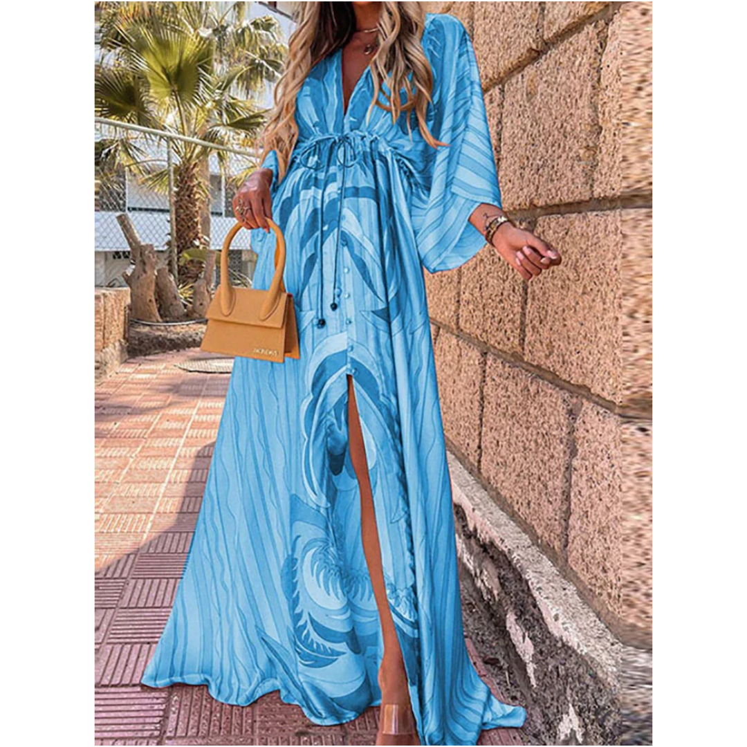 Colorful V-Neck Maxi Dress for Women - Chic Summer Style 1