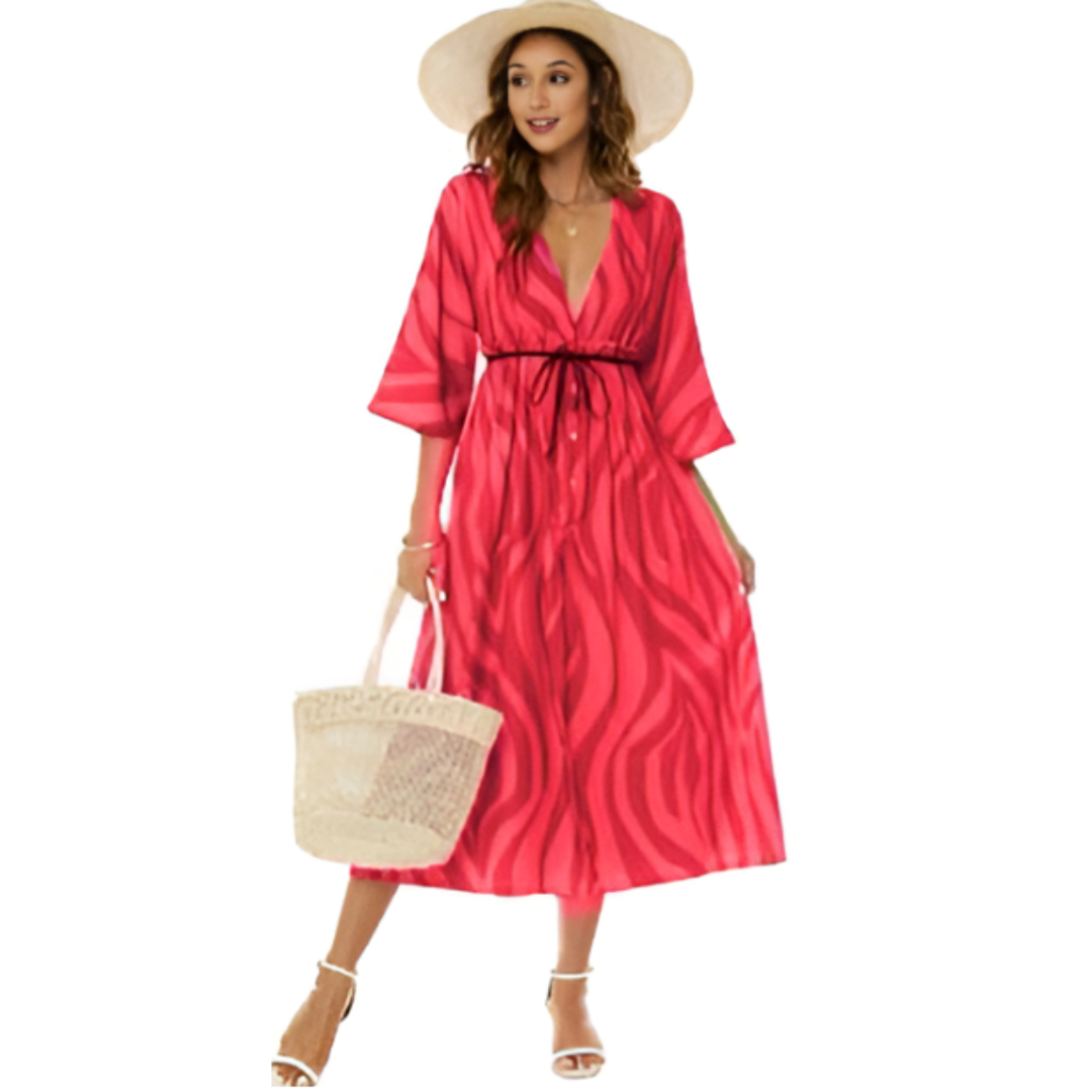 Colorful V-Neck Maxi Dress for Women - Chic Summer Style 4
