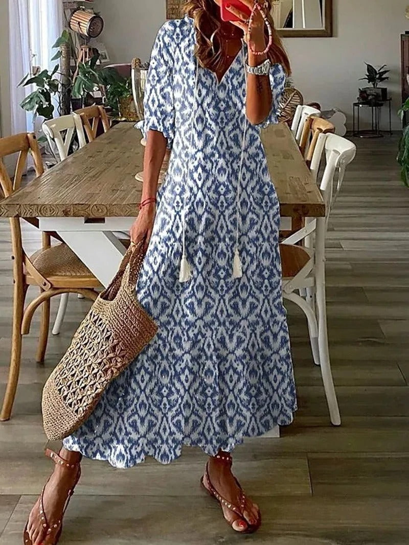 Elegant Boho Midi Dress for Women - Summer Dresses with Half-Length Sleeves 5