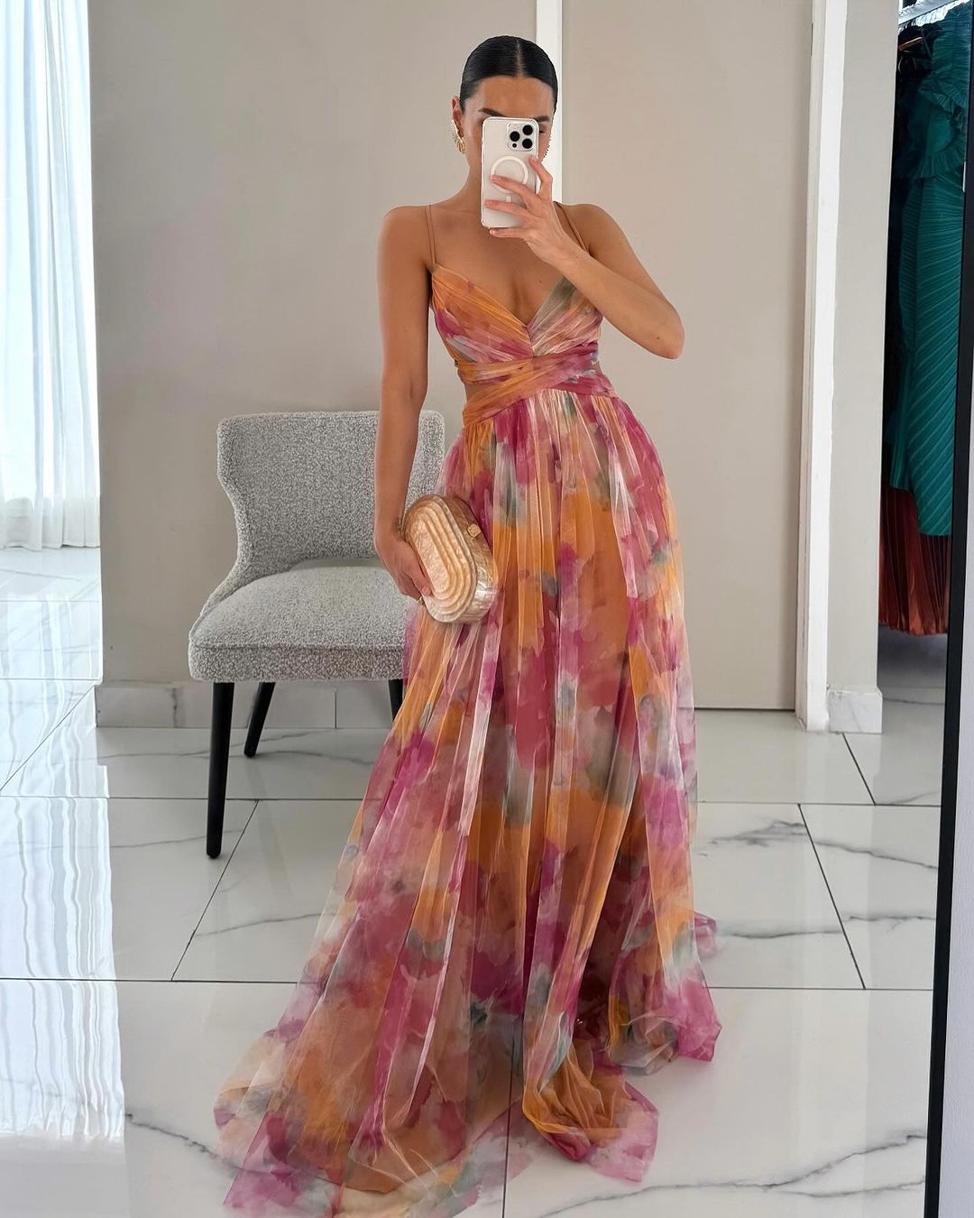 Elegant Floral Maxi Dress | V-Neck Long Dress for Weddings 1