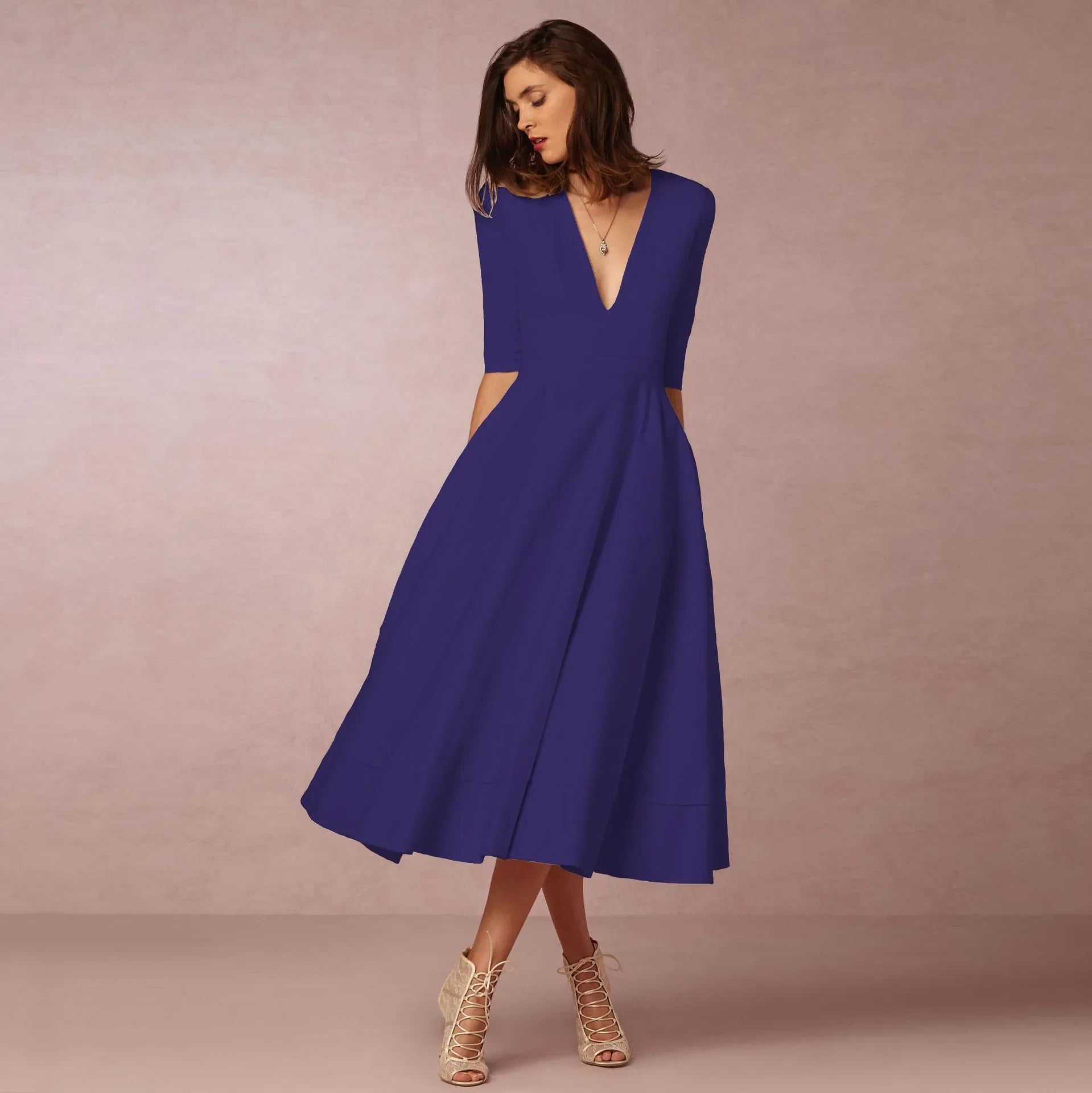 Elegant Midi Evening Dress - Timeless Formal Gown for Women 0