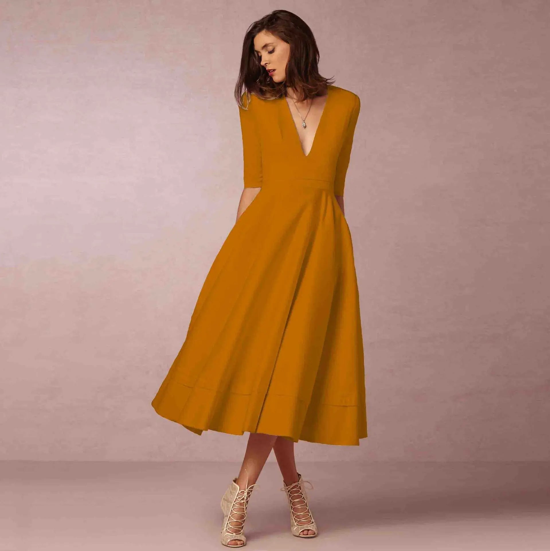 Elegant Midi Evening Dress - Timeless Formal Gown for Women 5