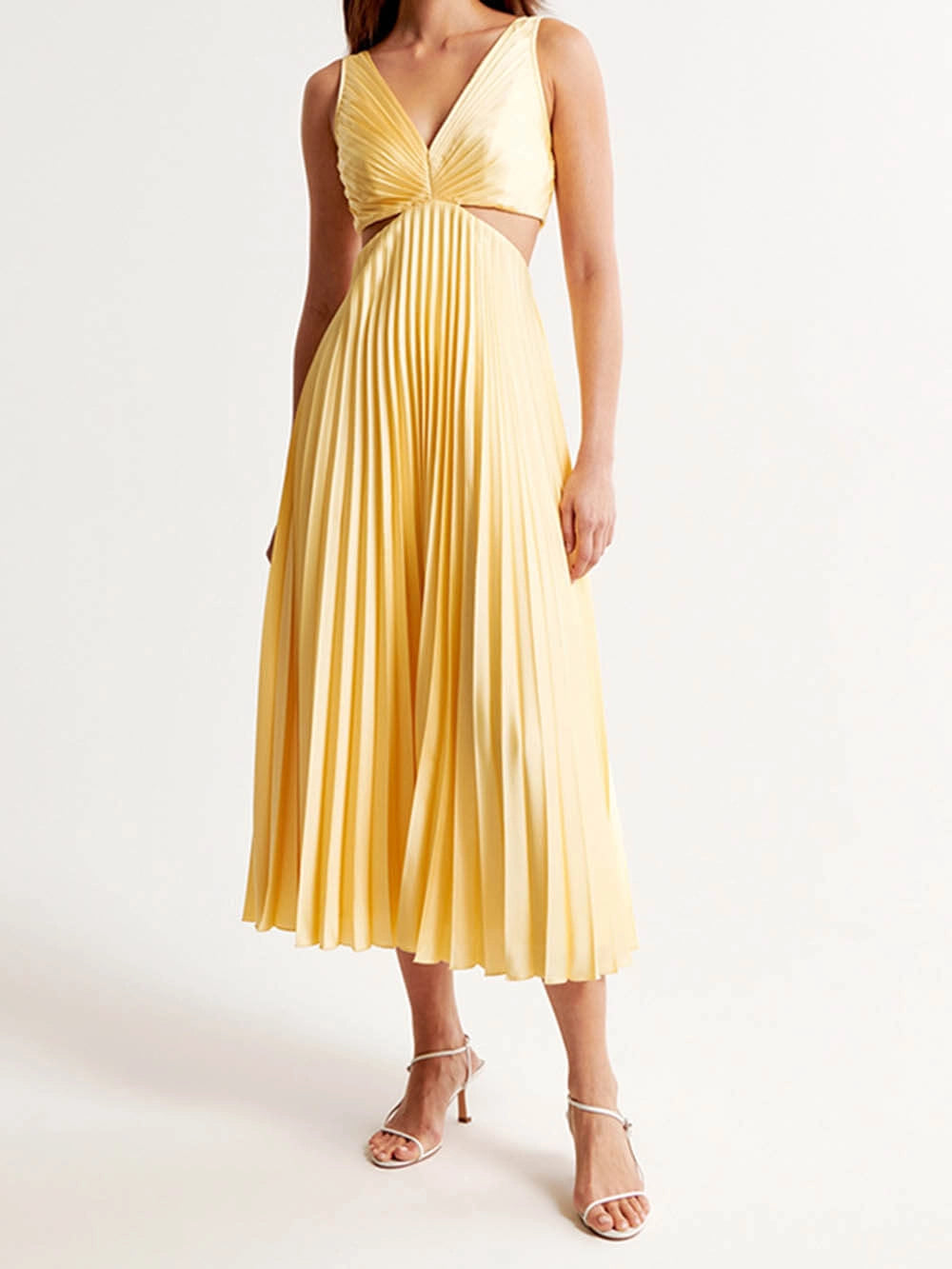 Elegant Midi Pleated Evening Dress - Formal Wedding Guest Gown 1