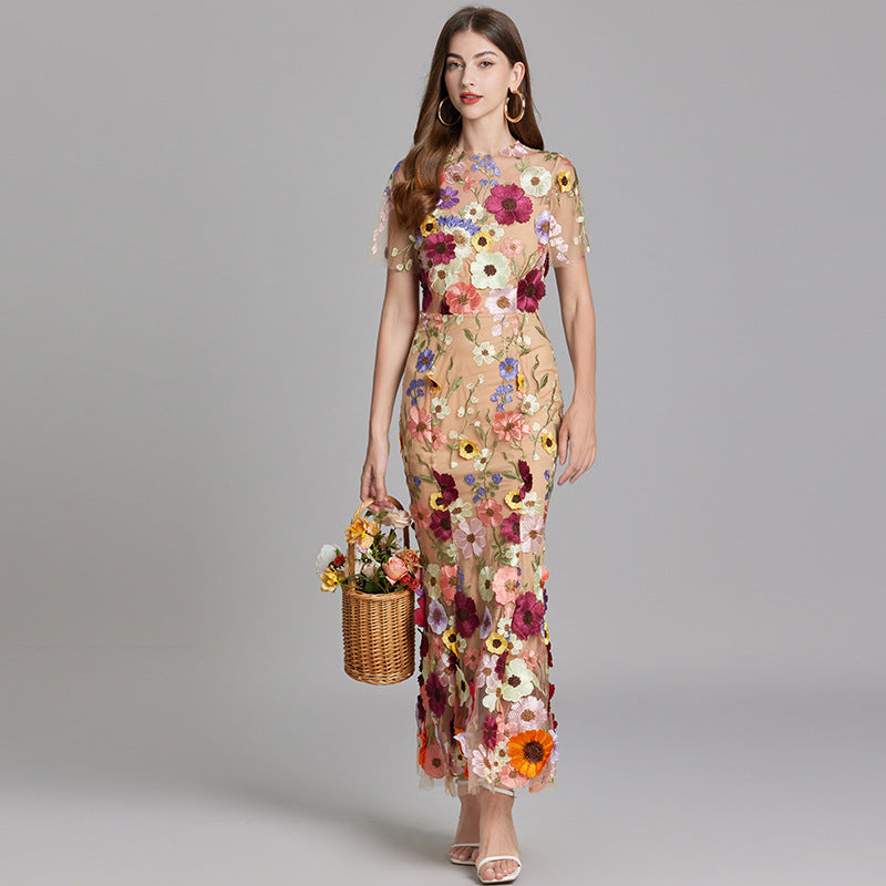 Elegant Sleeveless Embroidered Maxi Dress for Women 6