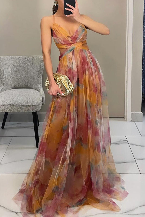 Elegant V-Neck Maxi Dress for Wedding Guests 0