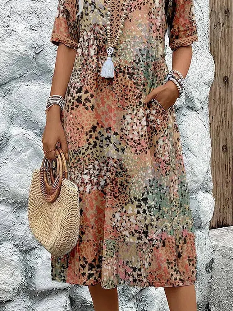 Elegant V-Neck Midi Women's Dress - Summer Style Essential 6