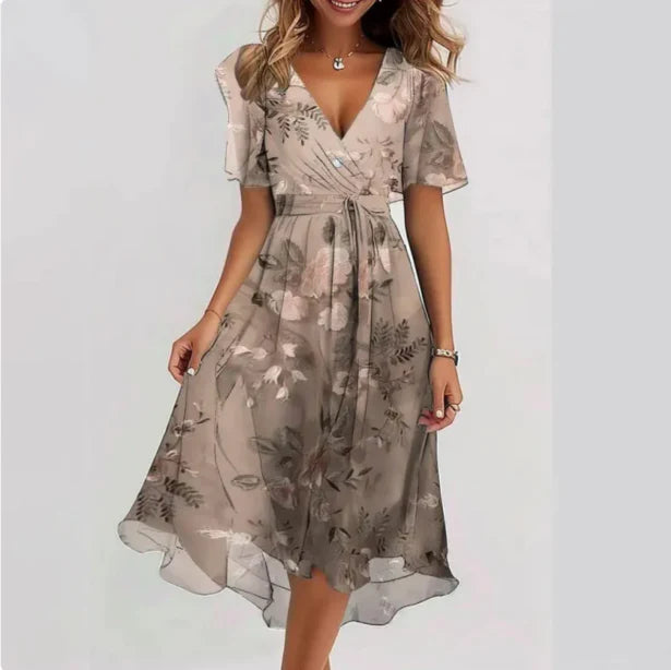Elegant V-Neck Midi Wrap Dress for Women 2