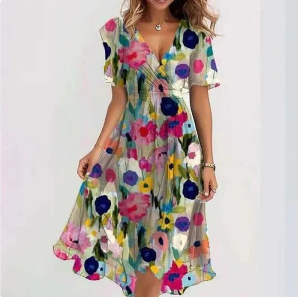 Elegant V-Neck Midi Wrap Dress for Women 3