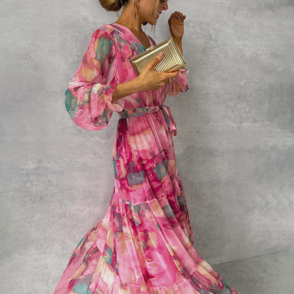 Elegant Women's Floral Wrap Maxi Dress - Summer Essential 0