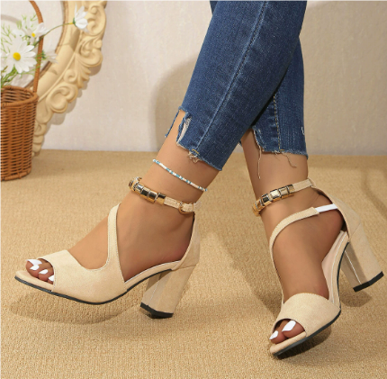 Elegant Women's Open-Toe Block Heel Sandals - Adjustable Strap 2