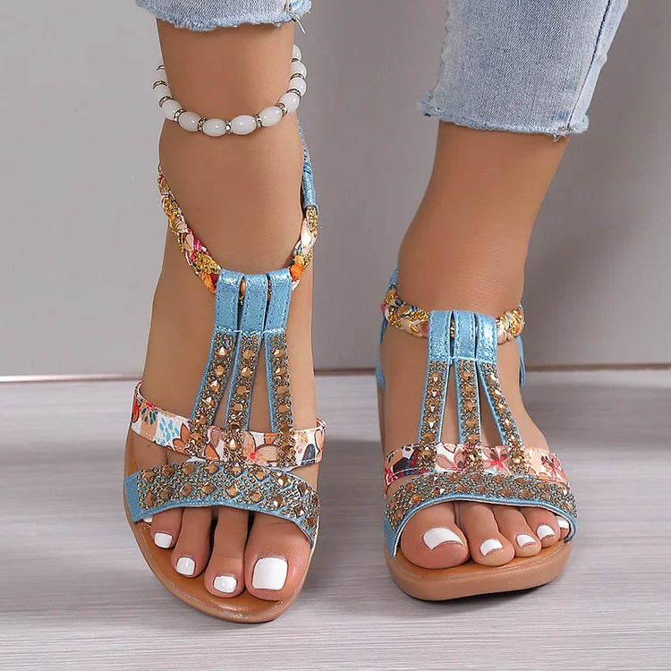 Elegant Women's Sandals - Crystal Embellished Comfort Style 4