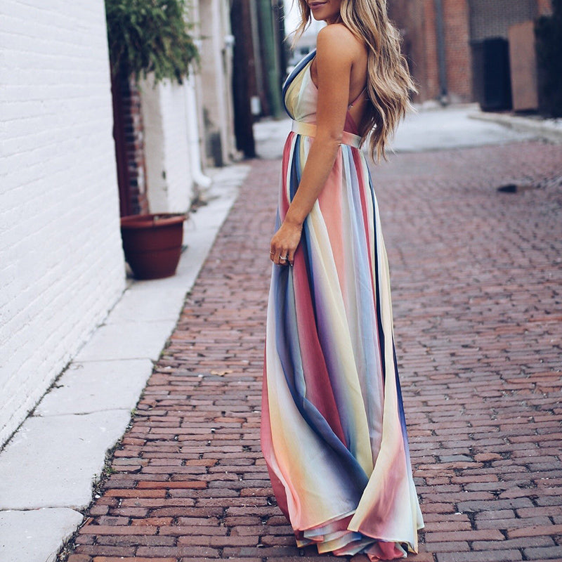 Elegant Women's Sleeveless Deep V-Neck Maxi Dress 0