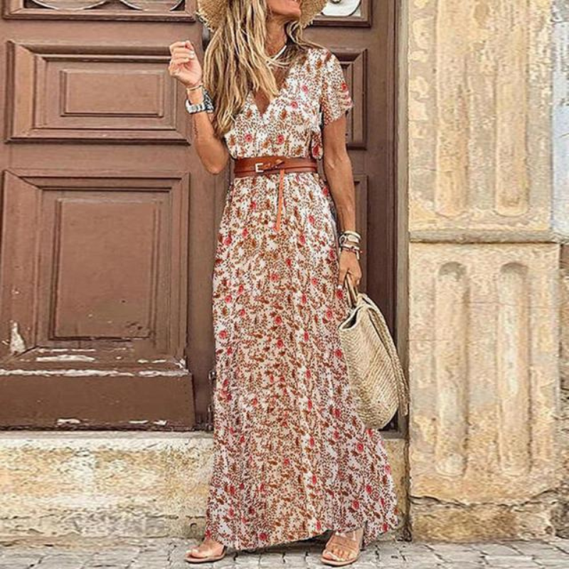 Elegant Women's V-Neck Maxi Dress - Perfect Summer Style 0