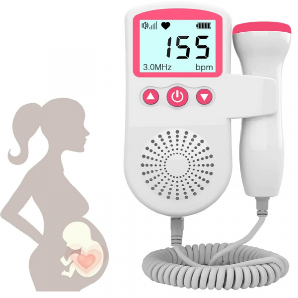 Fetal Doppler Heart Rate Monitor with 3MHz Probe – LCD Display and Integrated Speaker for Home Use 0