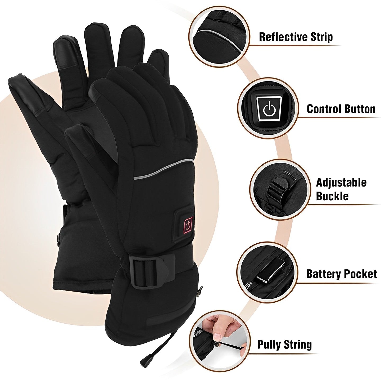 Heated Gloves with Adjustable Temperature Settings – Water-Resistant, One Size Fits All 4