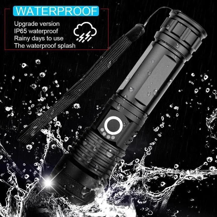 High Lumens Rechargeable Flashlight with XHP 50 LED – 90,000 Lumens, Waterproof, and Zoom Function 3