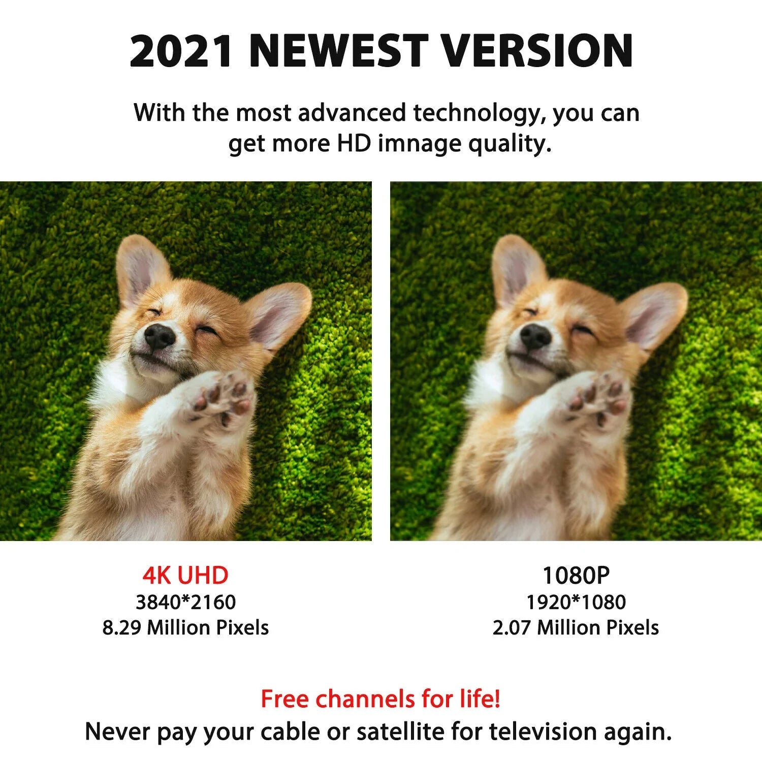 Indoor HDTV Antenna with 300-Mile Range and Signal Booster – 4K HD Channels 4