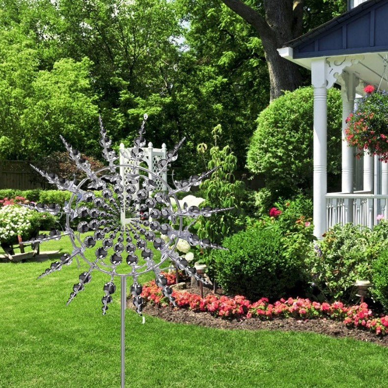 Kinetic Metal Wind Spinner Garden Decoration – Anti-Rust Windmill with Colorful Blades 1
