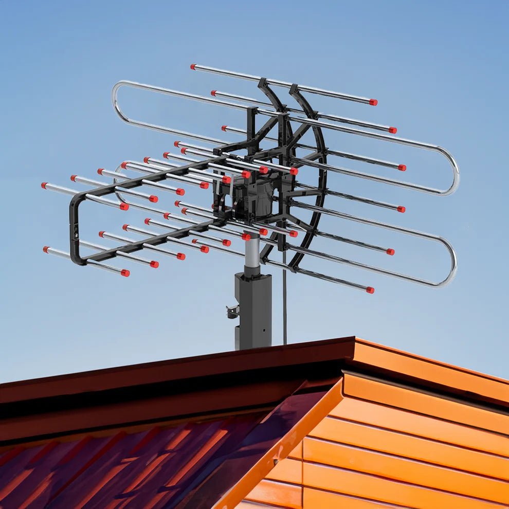 Outdoor 500+ Mile Long Range TV Antenna with 360-Degree Motorized Rotation and Dual TV Outputs 0