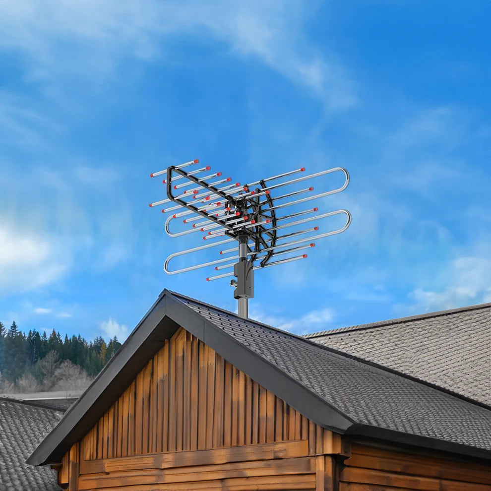 Outdoor 500+ Mile Long Range TV Antenna with 360-Degree Motorized Rotation and Dual TV Outputs 1