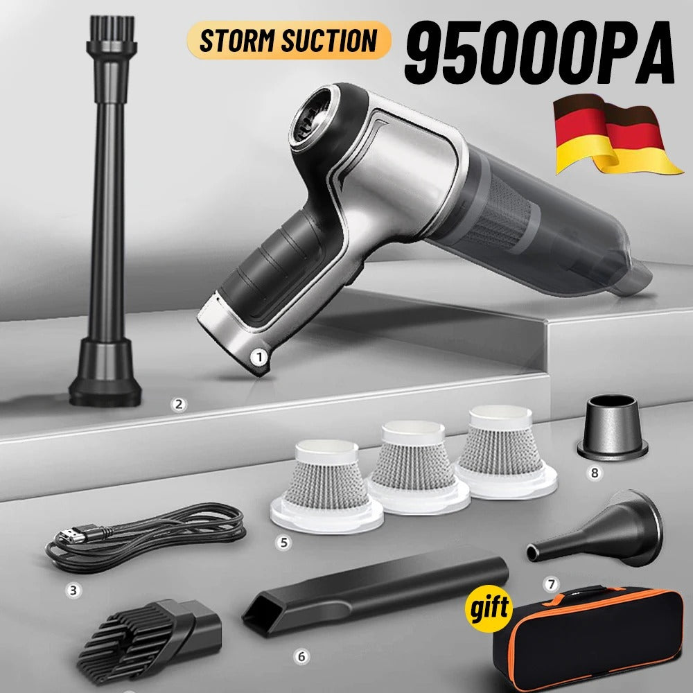 Powerful Cordless Car Vacuum Cleaner with 95000Pa Suction, Lightweight Handheld Mini Vacuum for Car and Home Use 2
