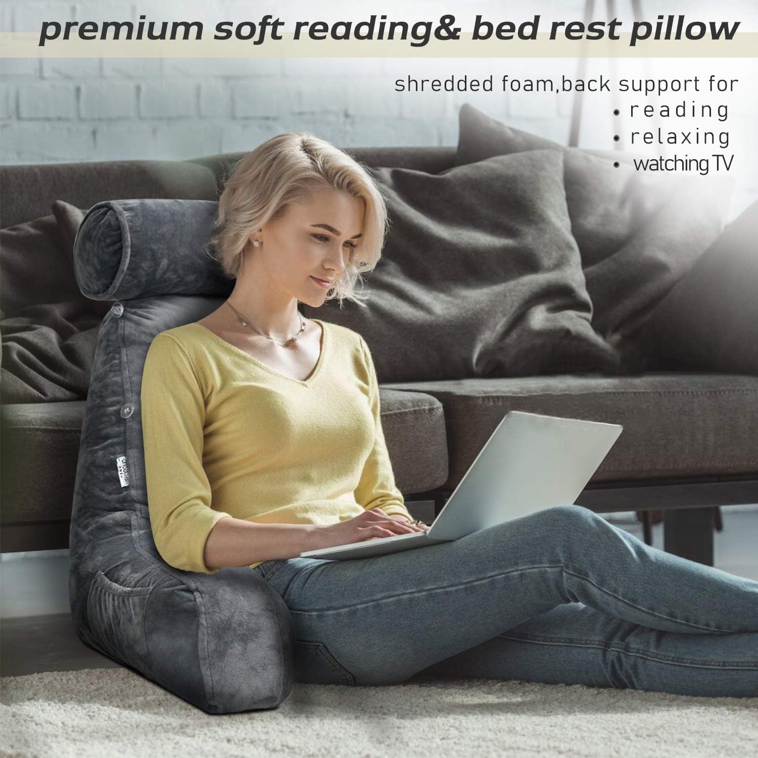 Reading Bed Pillow with Arms – Plush Support for Neck and Back Comfort 4