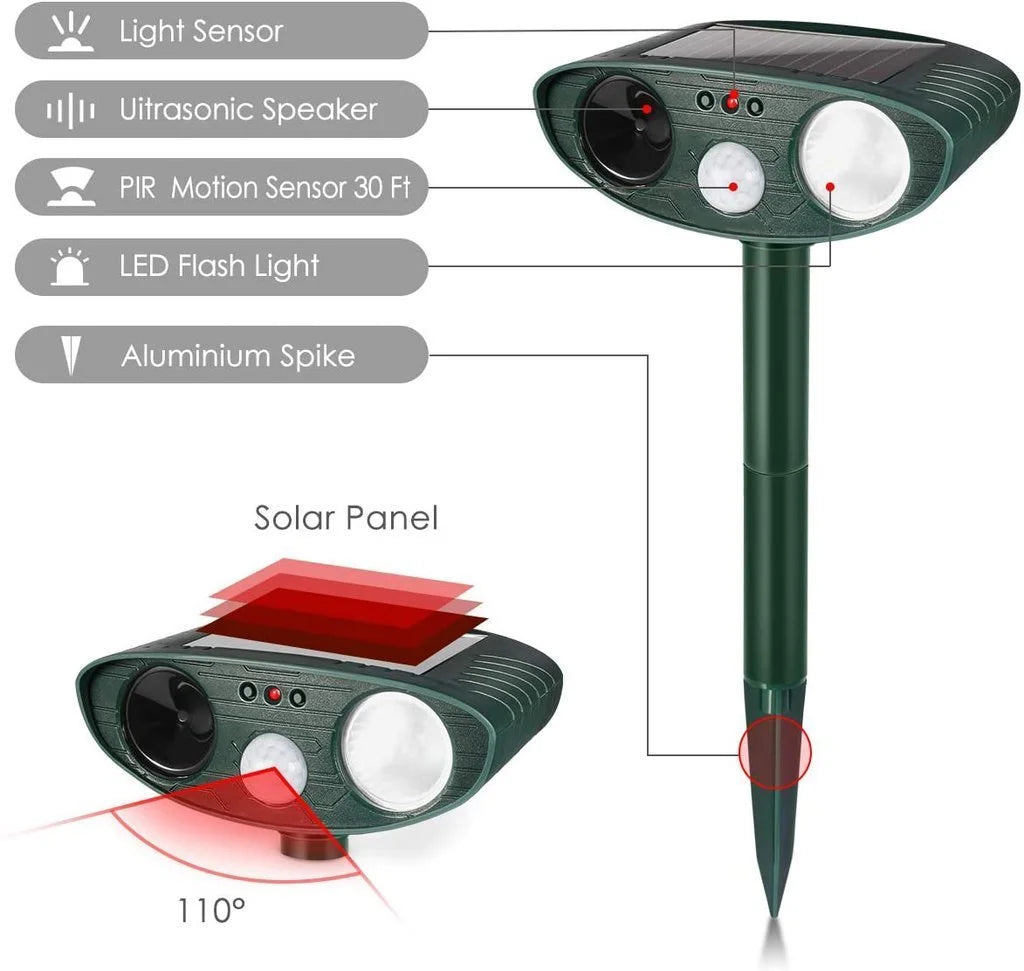 Solar-Powered Ultrasonic Deer Repeller - Pack of 4 for Effective Animal Deterrence 6