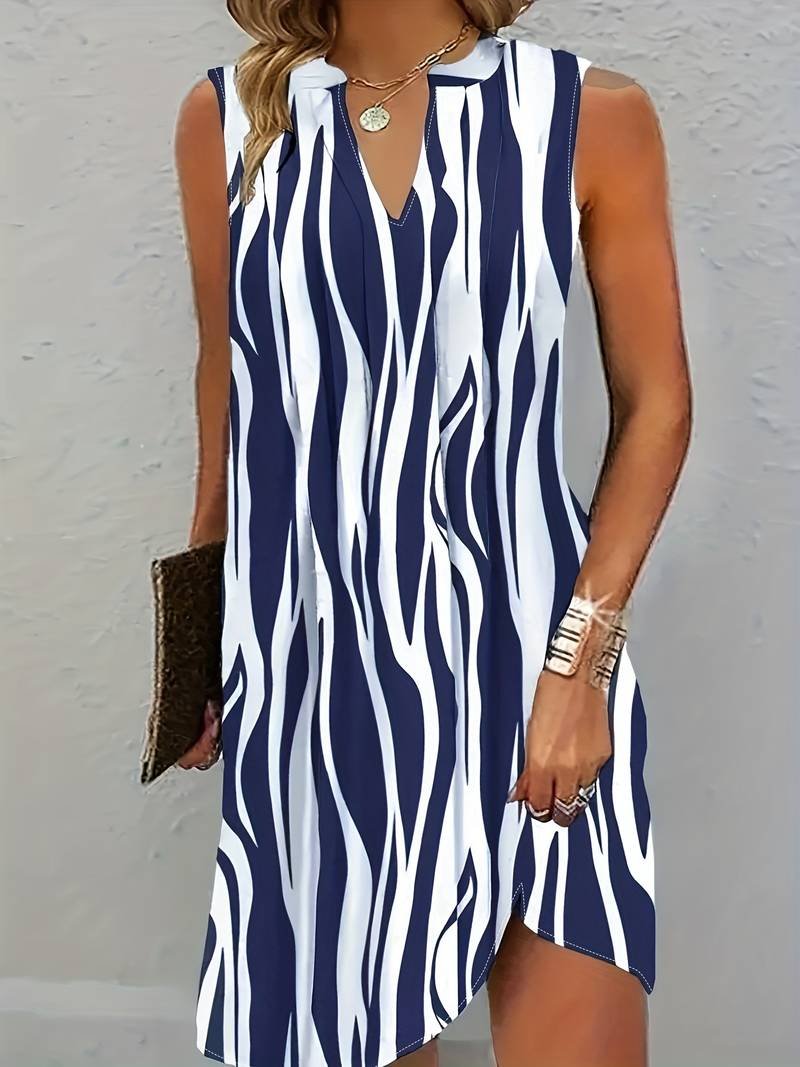 Stylish Sleeveless Striped Mini Dress for Women 0