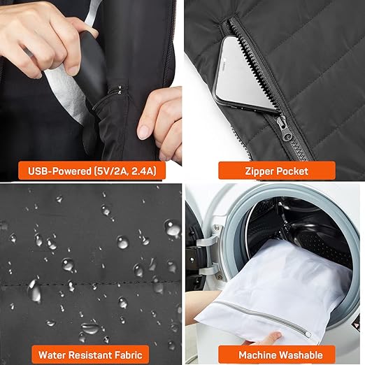 Unisex Heated Vest with USB Power Supply – 4 Heating Elements and 8 Hours of Warmth 4