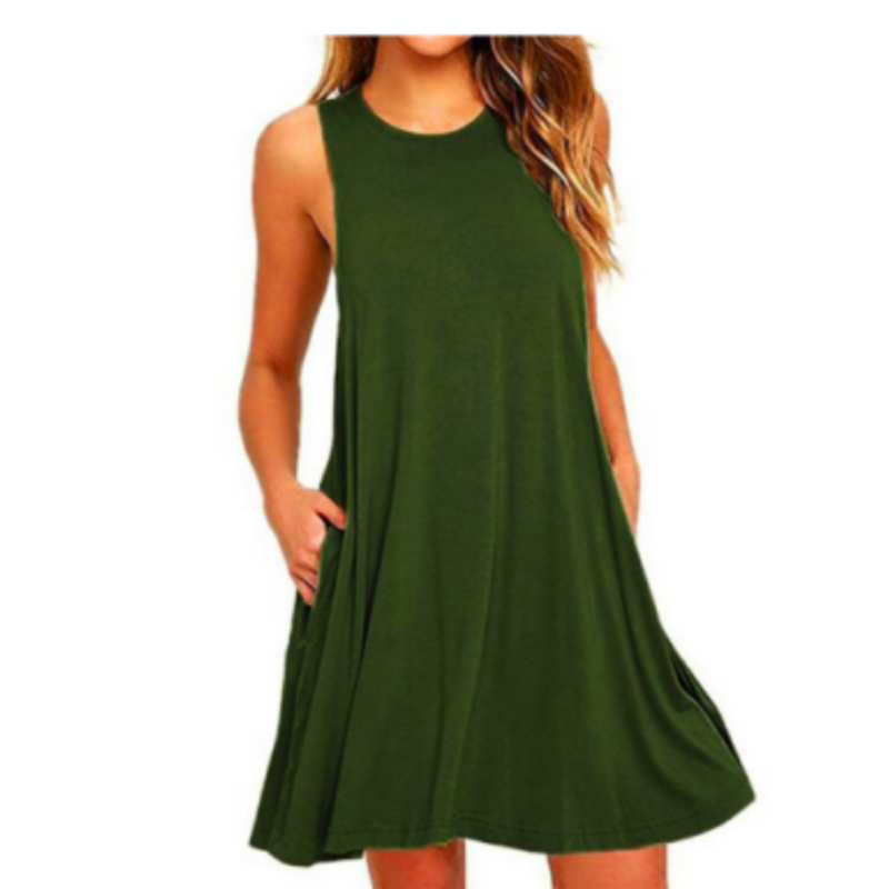 Women's Mini Dress Blue Summer Dress with Pockets 1