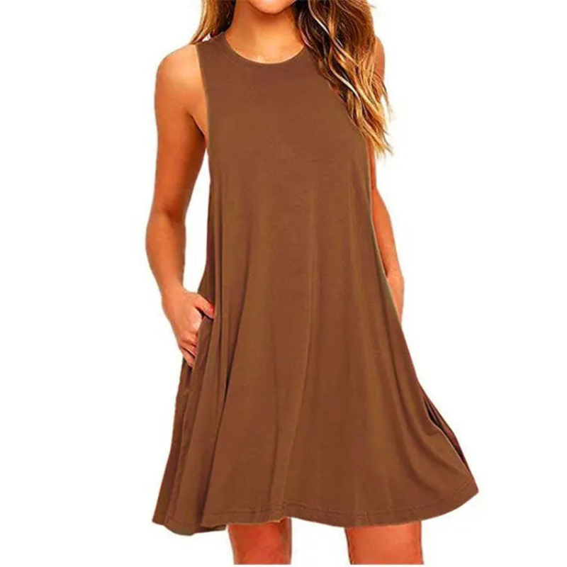 Women's Mini Dress Blue Summer Dress with Pockets 3