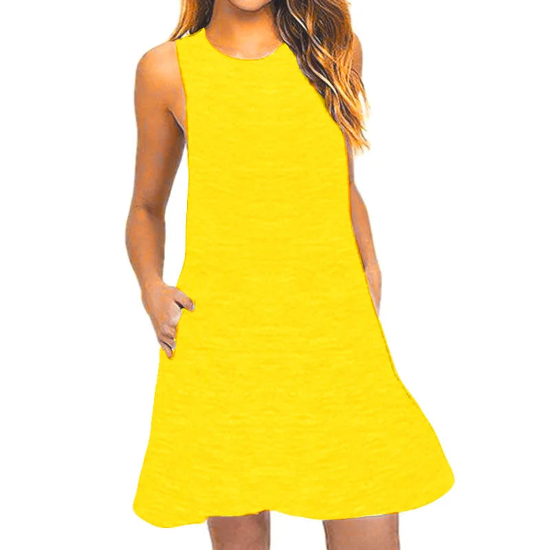 Women's Mini Dress Blue Summer Dress with Pockets 4