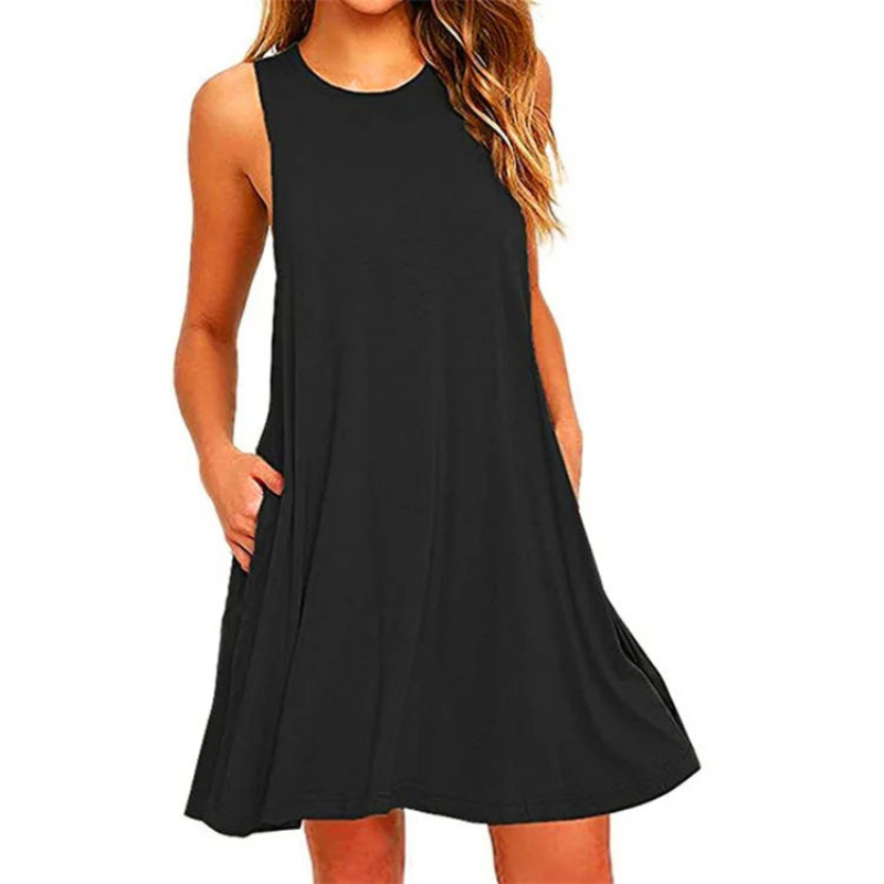 Women's Mini Dress Blue Summer Dress with Pockets 5