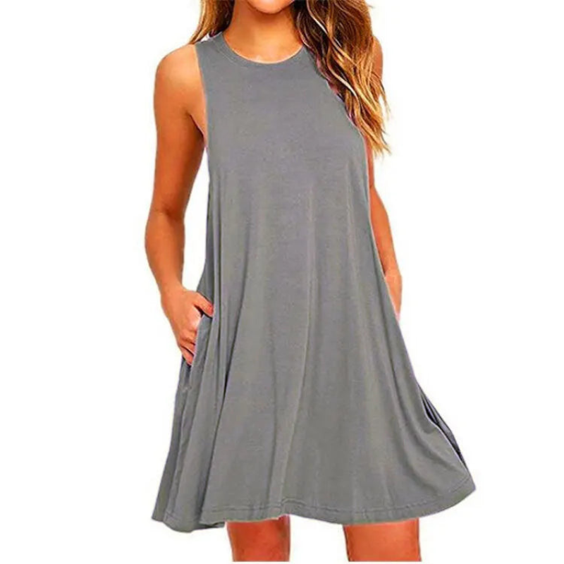 Women's Mini Dress Blue Summer Dress with Pockets 6