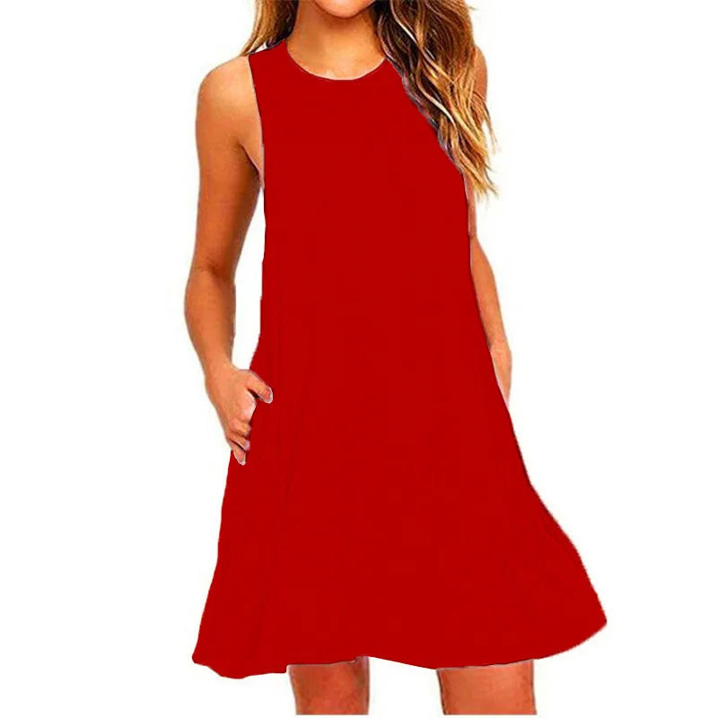 Women's Mini Dress Blue Summer Dress with Pockets 8