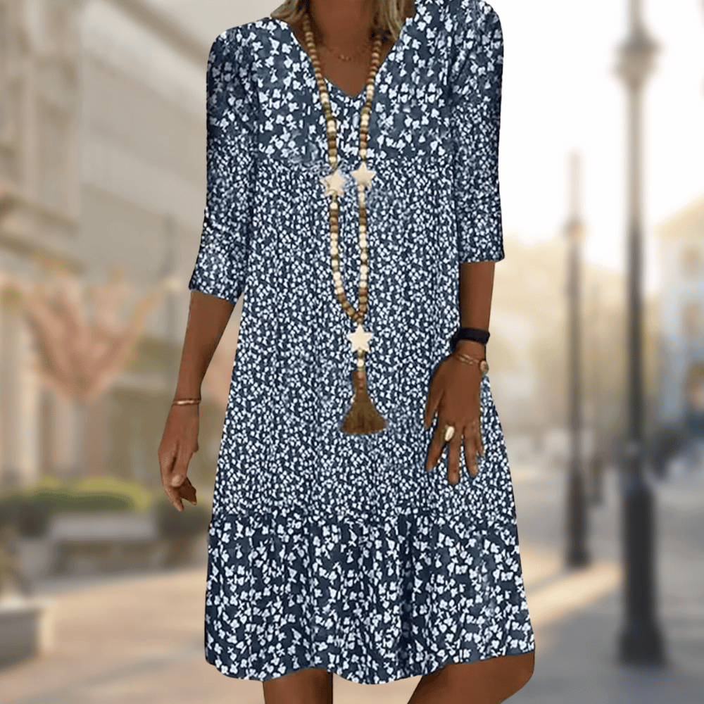 Women's Mini Dress Vintage V Neck Blue 0
