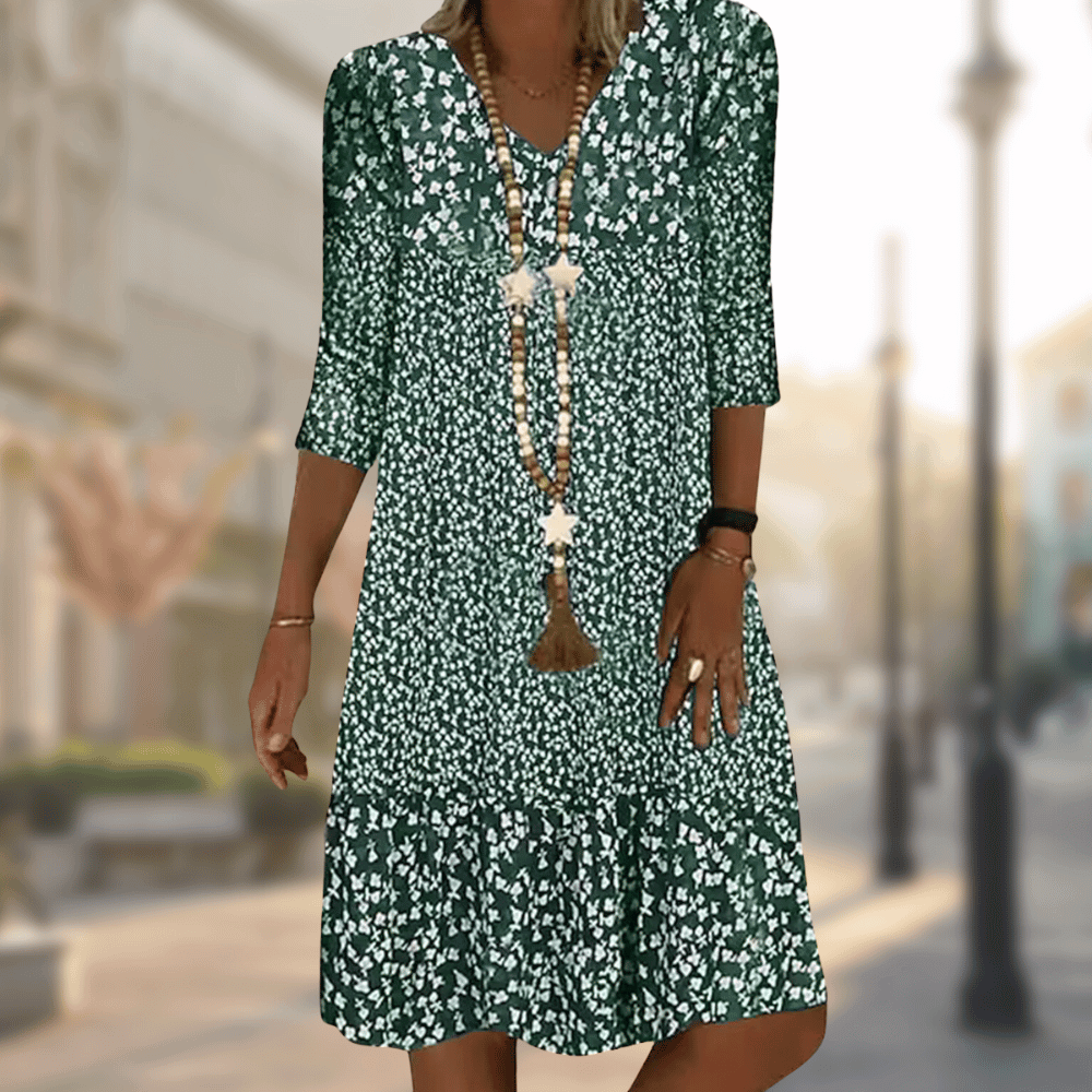 Women's Mini Dress Vintage V Neck Blue 1