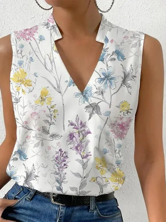 Women's V-Neck Summer Top - Casual Going Out Blouse 1