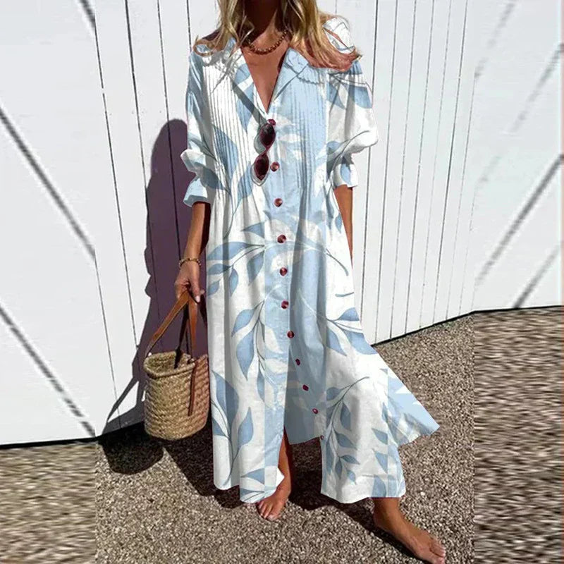 Womens Boho Maxi Dress with V-Neck for Summer Elegance 4