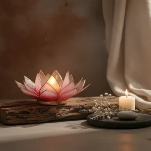 Sfeerlicht Lotus Rood-Roze Goudrand